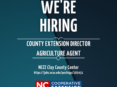 We're hiring: County Extension Director, Agriculture Agent — NCCE Clay County Center