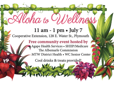 Flowers and Plants with written advertisement for Aloha to Wllness Event