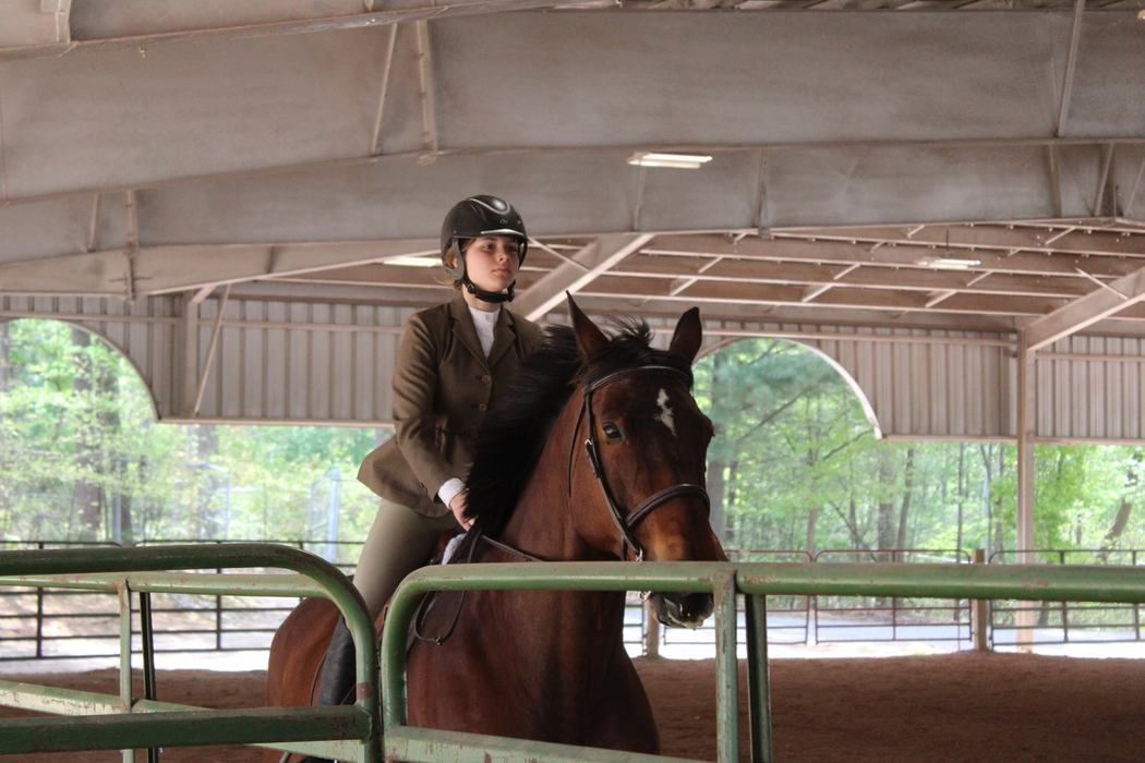 Skye Sutherland rides horse True Martini during a class at the West District 4-H Horse Show on April 30, 2022.