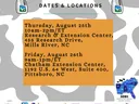 Dates & locations: Aug 25, 10am–2pm ET Mills River, NC; Aug 26, 9am–1pm ET Pittsboro, NC