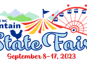NC Mountain State Fair logo: tent and ferris wheel, text "State Fair" and "September 8–17, 2023"