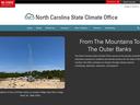 NC State Climate Office header; technicians installing a coastal weather station