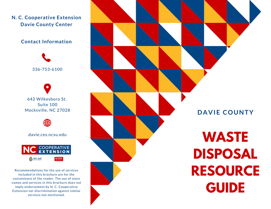 Davie County Waste Disposal Resource Guide cover with contact 336-753-6100