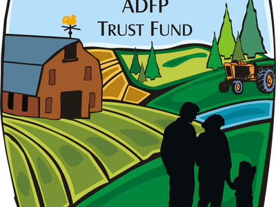 North Carolina ADFP Trust Fund logo — farm with barn, tractor, fields and family silhouettes