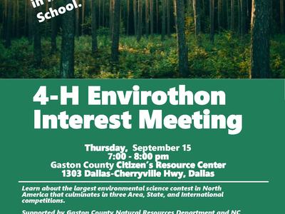 4-H Envirothon Interest Meeting Flyer for Gaston County