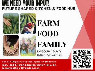 red and white advertisement to complete the survey