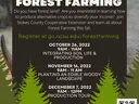 Forest Farming workshop series poster — Oct 26, Nov 16, Dec 7 2022