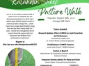Katahdin Sheep Pasture Walk flyer showing sheep behind a fence and event details