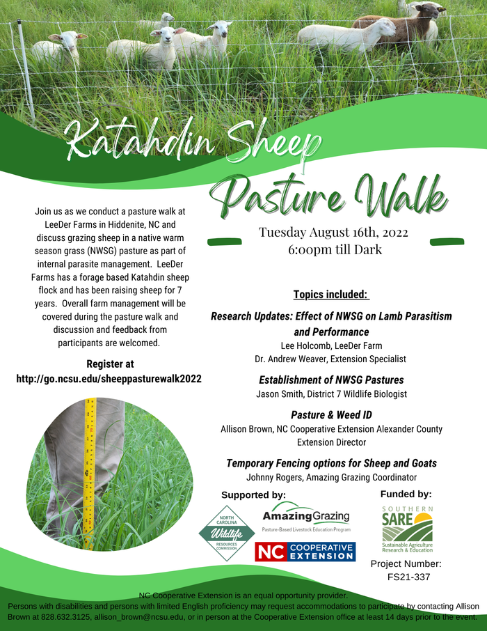 Katahdin Sheep Pasture Walk Flyer.