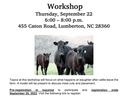 2022 Meet the Meat Workshop — Thursday Sept 22, 6–8 p.m., 455 Caton Road, Lumberton NC