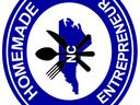 Blue circular seal "HOMEMADE ENTREPRENEUR" with crossed spoon, fork, knife over "NC"