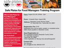 flyer for August Safe Plates Course