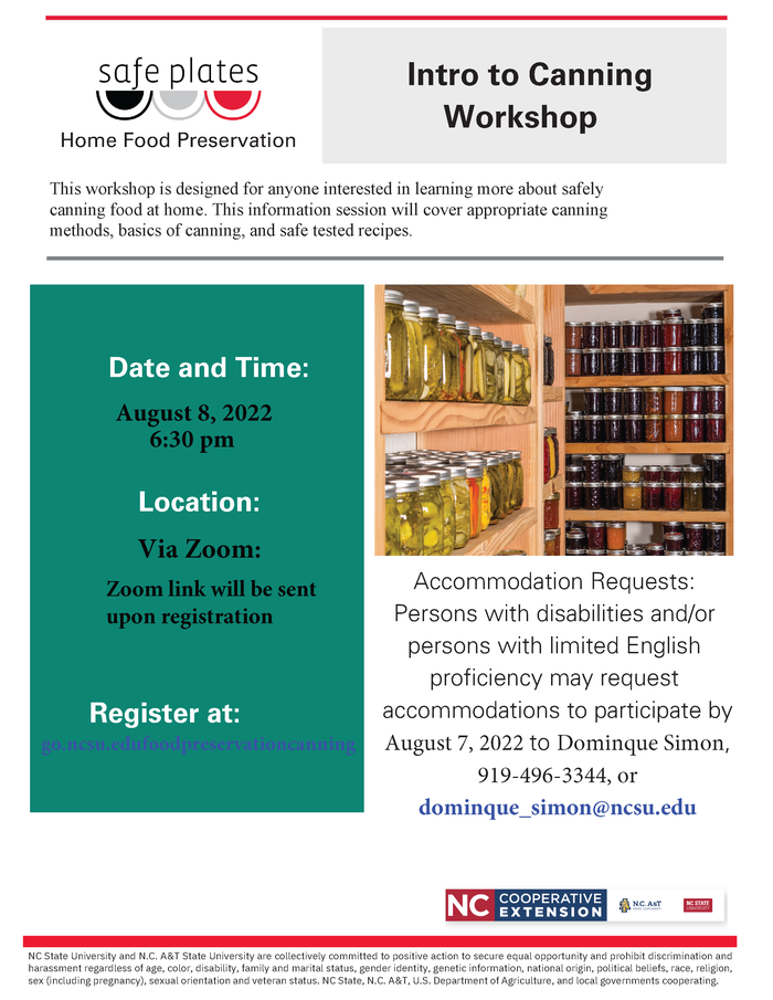 Safeplates Introduction to Canning Workshop flyer