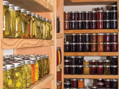 canned foods in a pantry