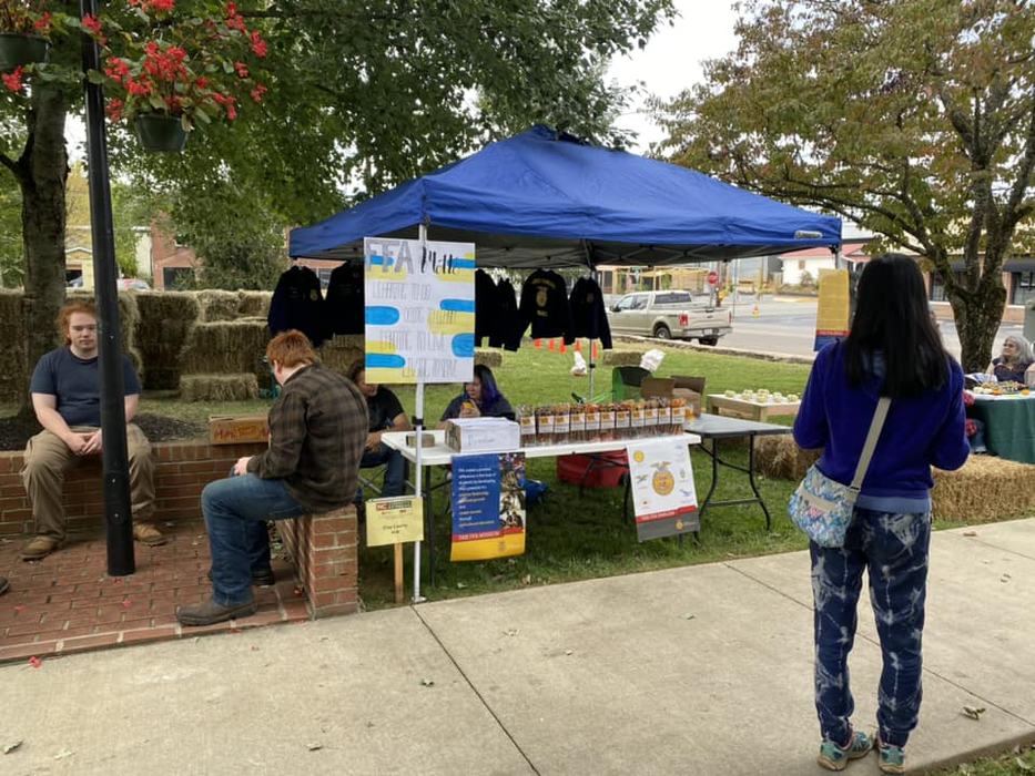 woman looking at vendor exhibit