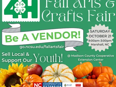 Fall Arts & Crafts Fair — Be A Vendor! Saturday October 21 9:00am–3:00pm Marshall, NC