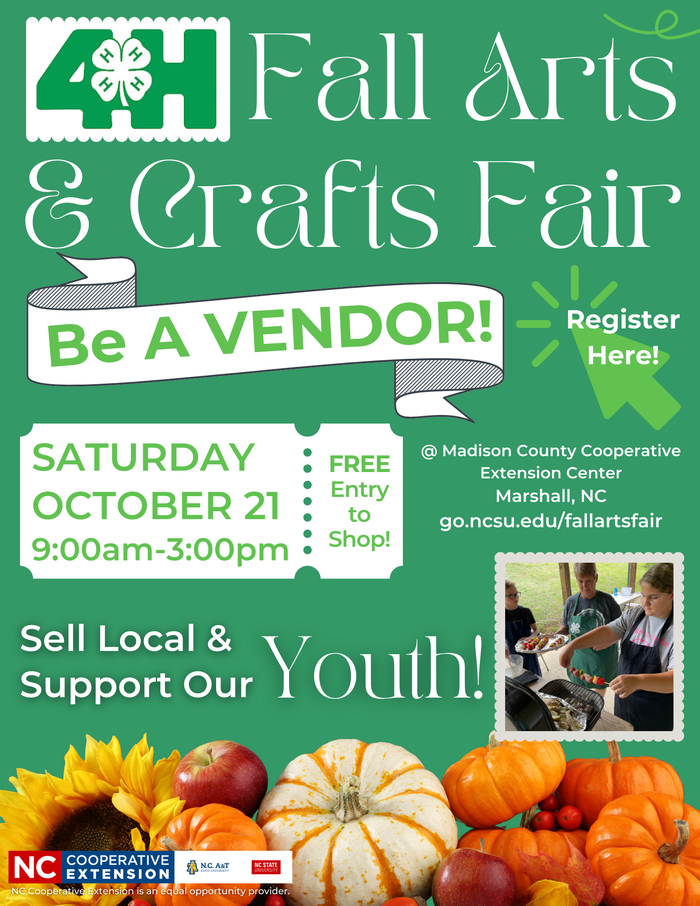Fall Arts & Crafts Fair — Be A Vendor! Saturday October 21, 9:00am–3:00pm