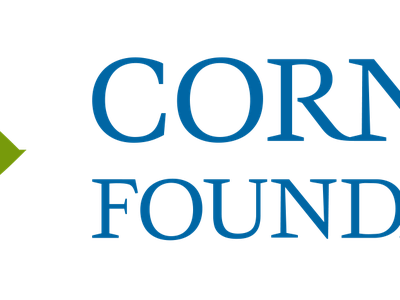 Four-petal logo (blue, yellow, green, magenta) left of text "CORNING FOUNDATION"