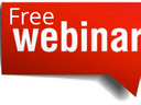 Red speech-bubble graphic containing the text "Free webinar"