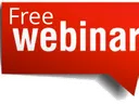 Red speech-bubble graphic containing the text "Free webinar"