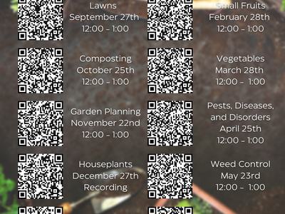 This is a picture of the QR Codes that can be used to registered for each Lunch and Learn Session.