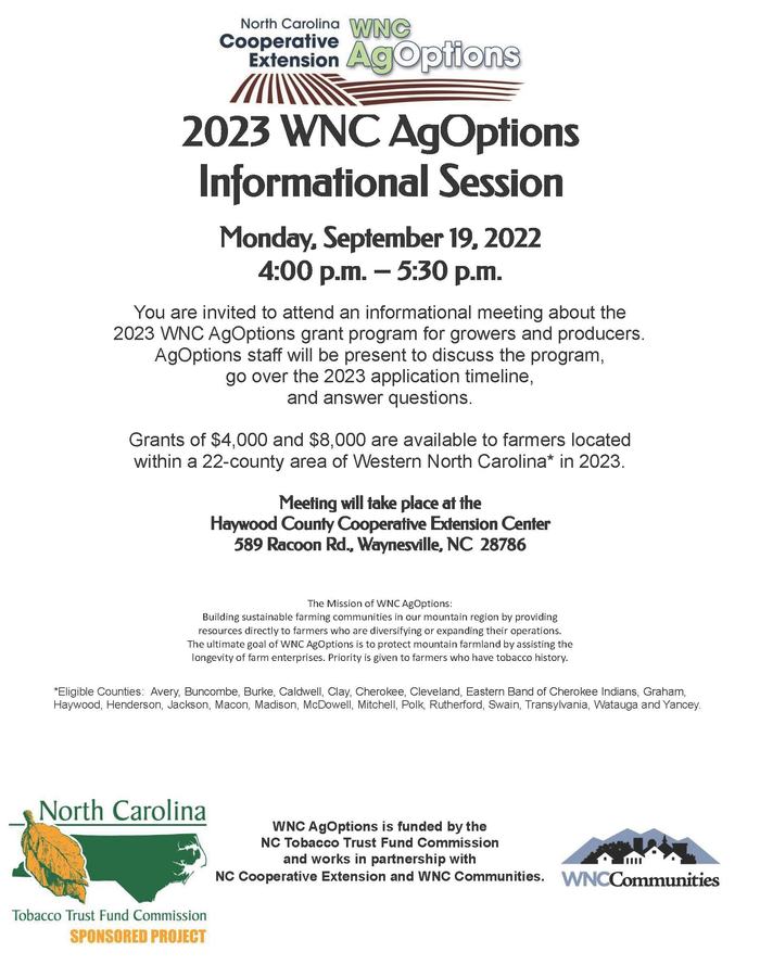 AgOptions Information Session Flyer