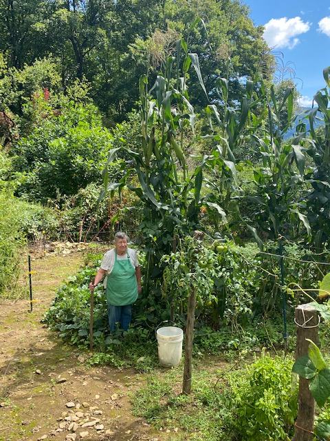 Extension Volunteer standing beside her garden