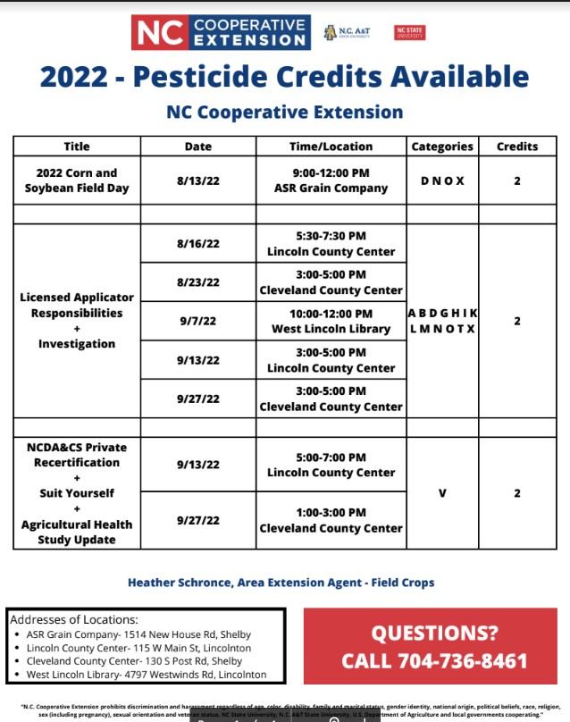 2022 Pesticide Credits available.
