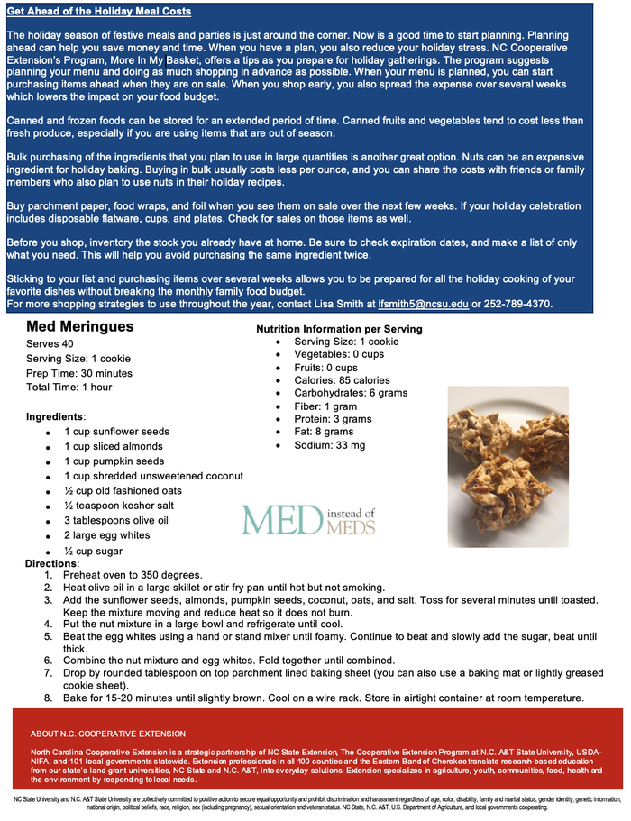 Meal costs during the holidays and med meringue recipe