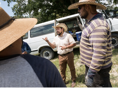 Roberto Rosales speaking at a Farmworker Safety and Health Program
