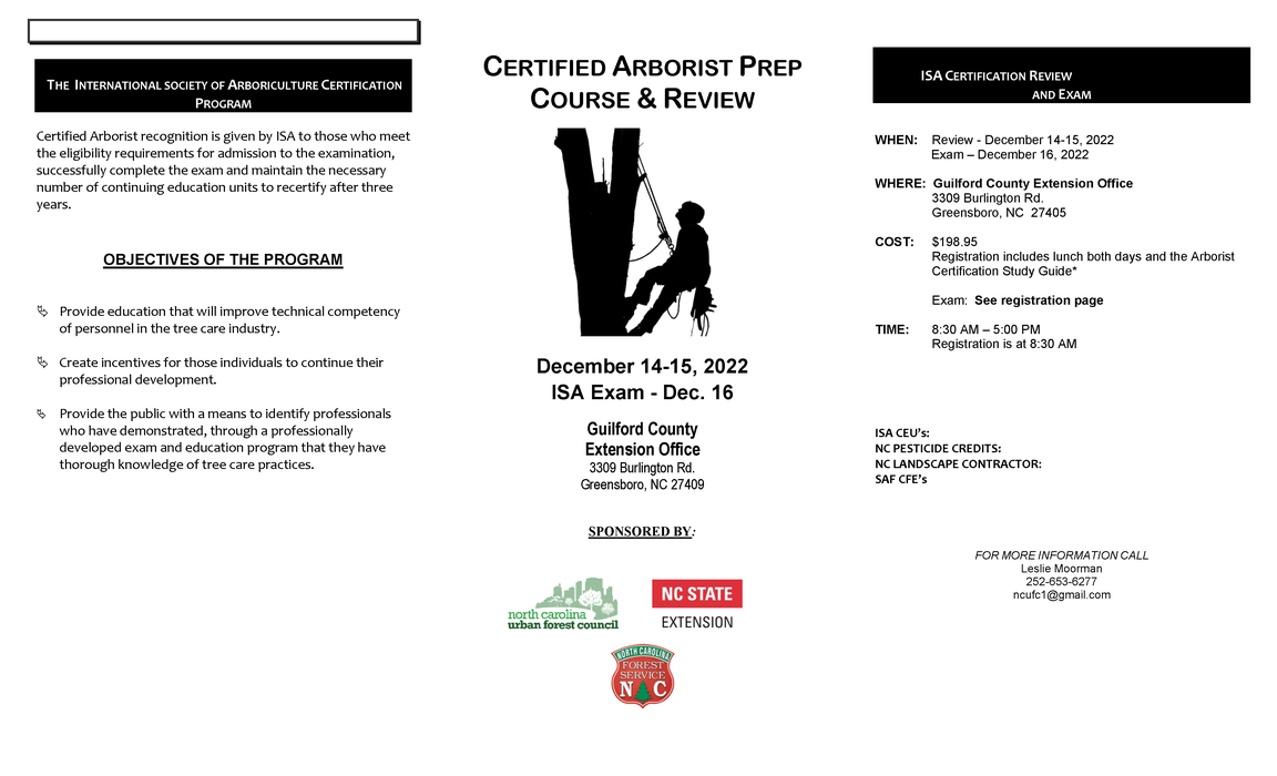 Certified Arborist Prep Course Brochure page 1