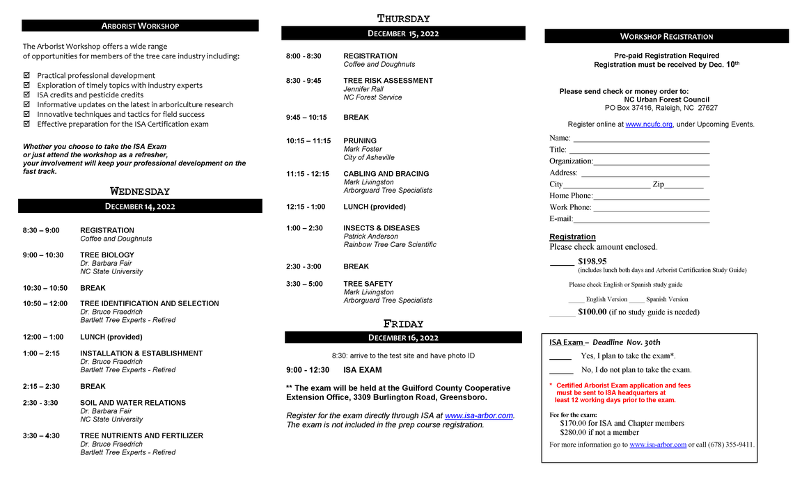 Certified Arborist Prep Course Brochure page2