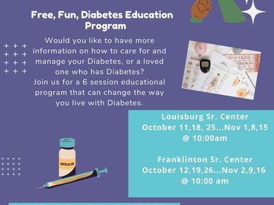 Diabetes Educational Series flyer, dates and locations