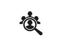Magnifying glass looking at individual