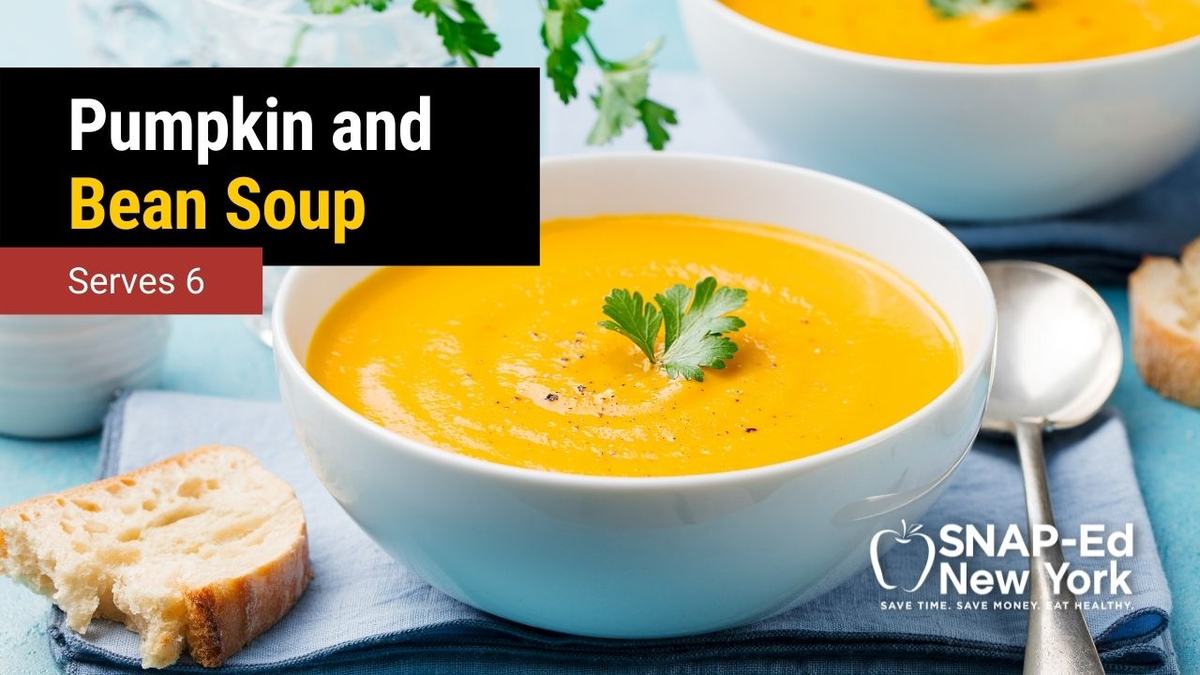 bowl of pumpkin and bean soup