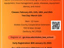 2023 Stokes County Bee School; classes Feb 4, 11, 18, 25; Test Day Mar 11; Danbury, NC