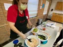 Educator preparing food