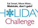Text: Eat Smart, Move More... Maintain, don't gain! HOLIDAY Challenge with snowflake as O