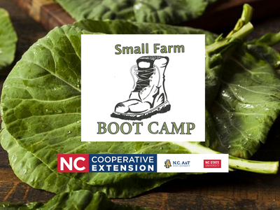 Boot illustration with text "Small Farm BOOT CAMP" and NC Cooperative Extension banner