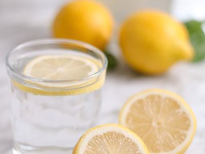 Lemon in glass of water