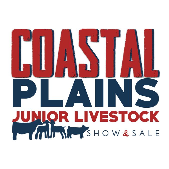Coastal Plains Junior Livestock Show & Sale logo with cattle, sheep, and pig silhouettes