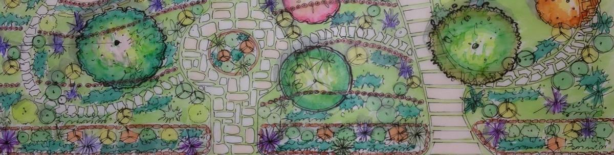 Banner showing a color illustration of a landscape plan.