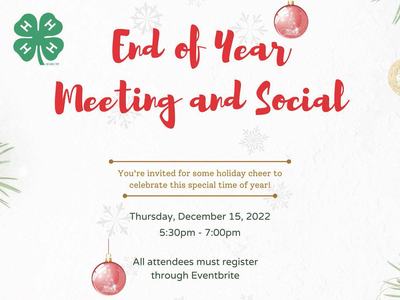 End of Year Meeting and Social — Thursday, December 15, 2022, 5:30–7:00pm. Register via Eventbrite