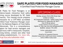 SAFE PLATES FOR FOOD MANAGERS course — Upcoming class Jan 23 & 30; cost $140; register online.