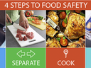 four steps to food safety: clean, separate, cook, and chill