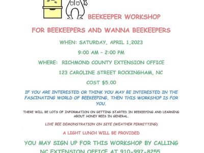 flier with information about beekeeping school, April 1, 2023