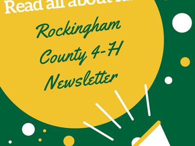 Read all about it... Rockingham County 4-H Newsletter, megaphone with 4-H clover
