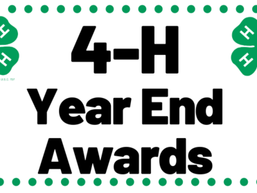 4-H Year End Awards banner with two green 4-H clover logos and dotted border