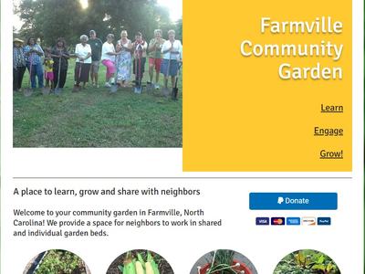 Screen Shot of Homepage for Farmville Community Garden