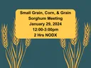 Blue green background with wheat. Gold Box with verbiage.